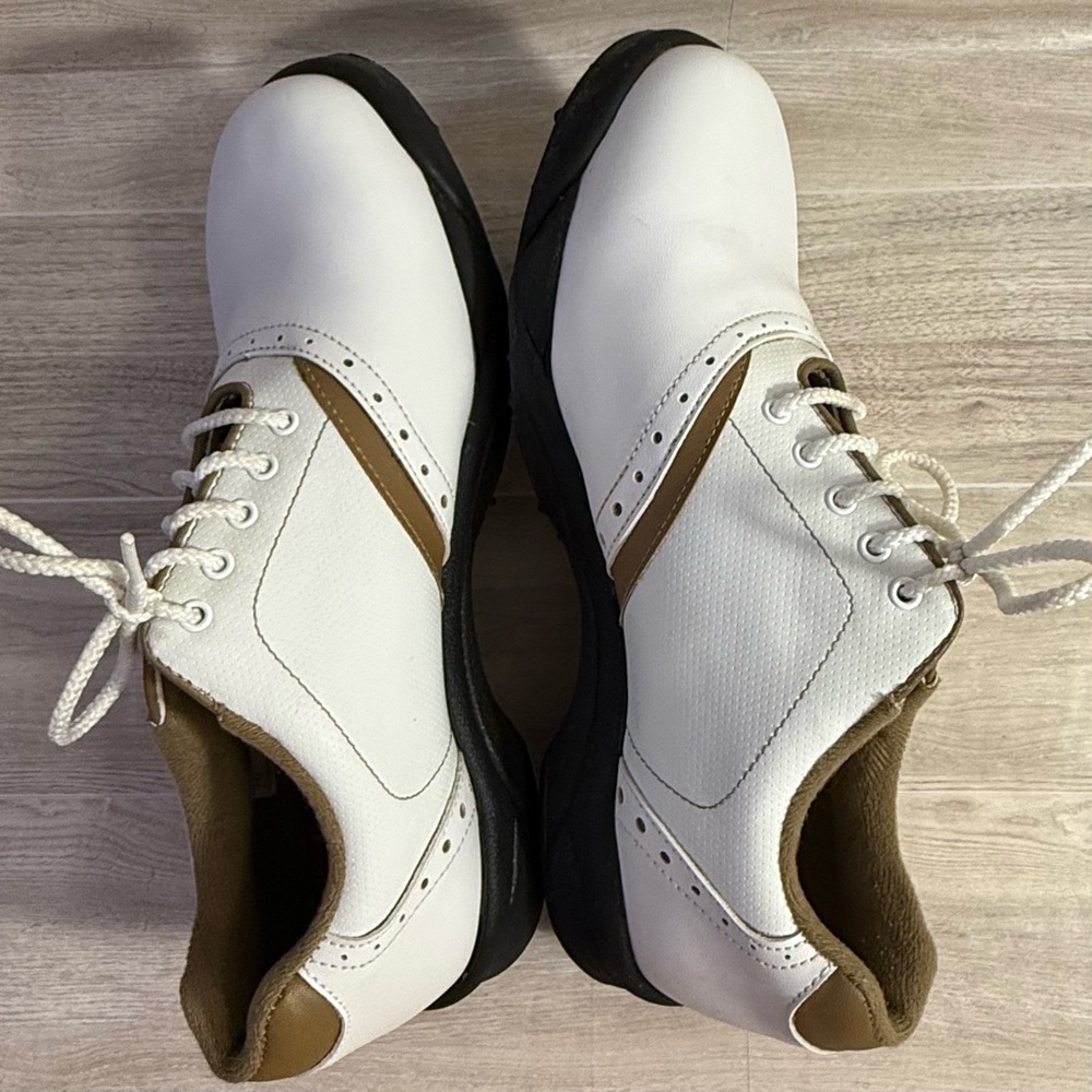 FootJoy GreenJoys Women’s Oxford Golf Shoes White & Tan Lace-Up — Size 7M - Picture 3 of 10